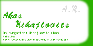 akos mihajlovits business card